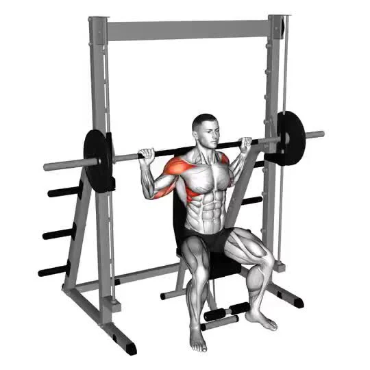 ท่า Smith Machine shoulder press จะใช้กล้ามเนื้อทั้งหมดของหัวไหล่ โดยเฉพาะส่วนหน้า ทำให้กล้ามดูสวยงามอย่างรวดเร็ว