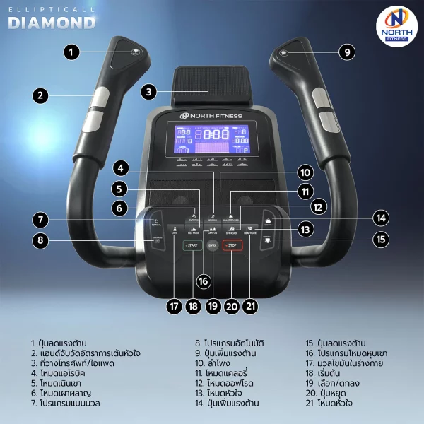 เครื่องเดินวงรี North Fitness รุ่น Diamond