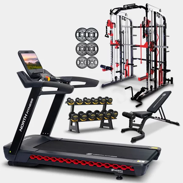 ลู่วิ่งไฟฟ้าProflex T+DVR30+สมิทแมชชีนFPR70+ม้าปรับระดับ30909+แผ่นน้ำหนักรุ่นใหม่-เซตโฮมยิม