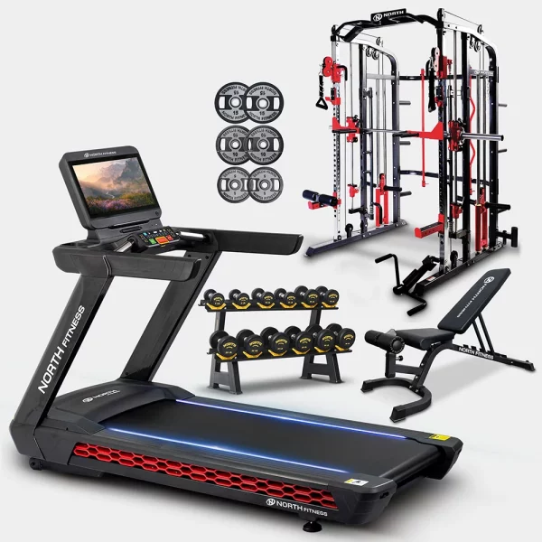 ลู่วิ่งไฟฟ้า hi flex plus t +DVR30+FPR70+ม้าปรับระดับ30909+แผ่นน้ำหนักรุ่นใหม่-เซตโฮมยิม