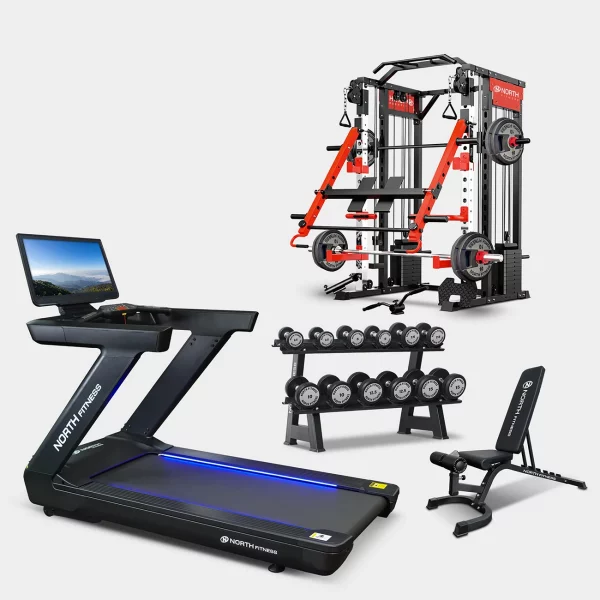 SET โฮมยิม PRO 2G SUPER MAX ลู่วิ่งไฟฟ้า GRAND FLEX T+สมิท แมชชีน FPR59 PRO+ดัมเบลเซต SKG6+ม้าปรับระดับ 30909